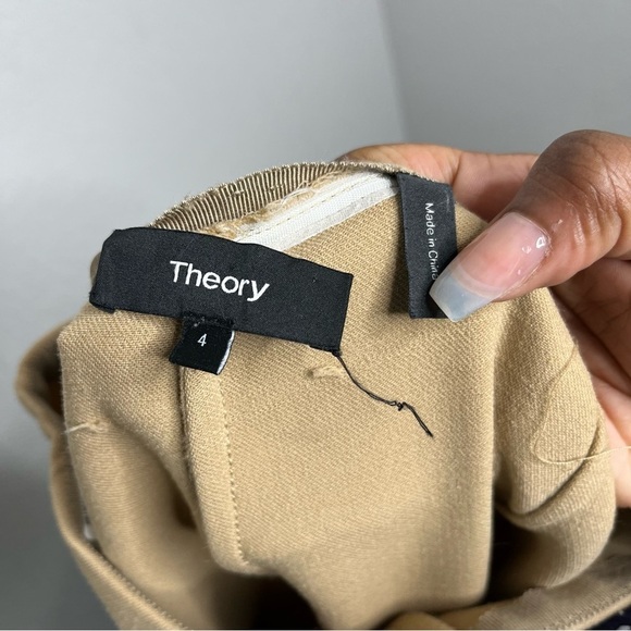 Theory Women Pants 4 Virgin Wool Tan Saxton Trousers Palomino Office Flare - Picture 9 of 11